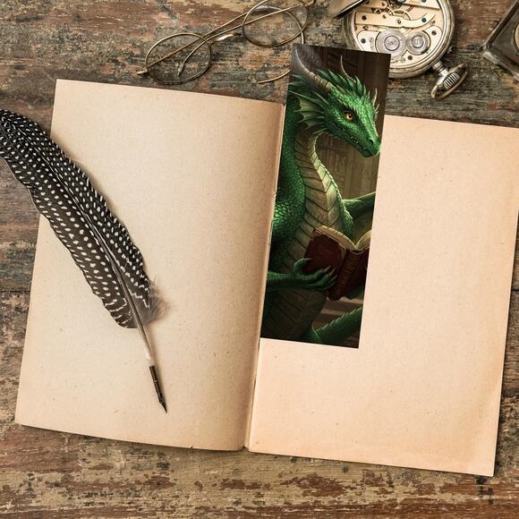 Book Dragon Fantasy Bookmark Mystical Creature Matte or Holographic Bookish Gift - Picture 2 of 5